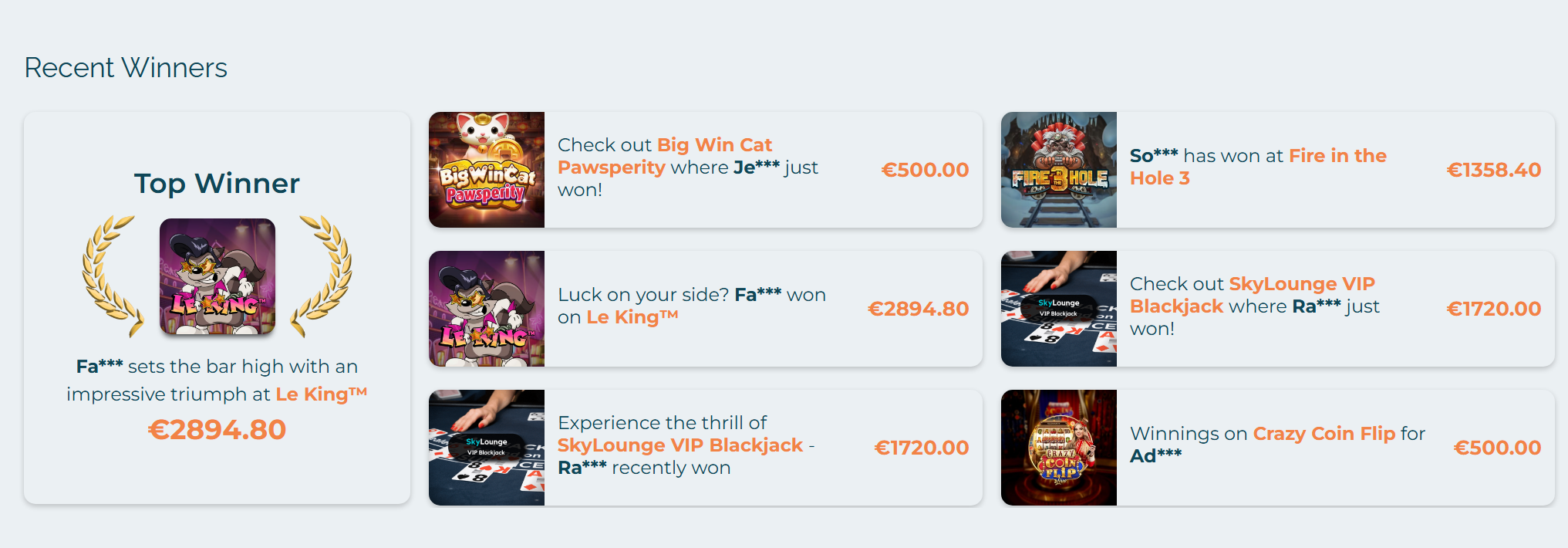 Gagnants récents Alexander Casino Le King 2894€ Fire in the Hole 1358€ SkyLounge VIP Blackjack 1720€